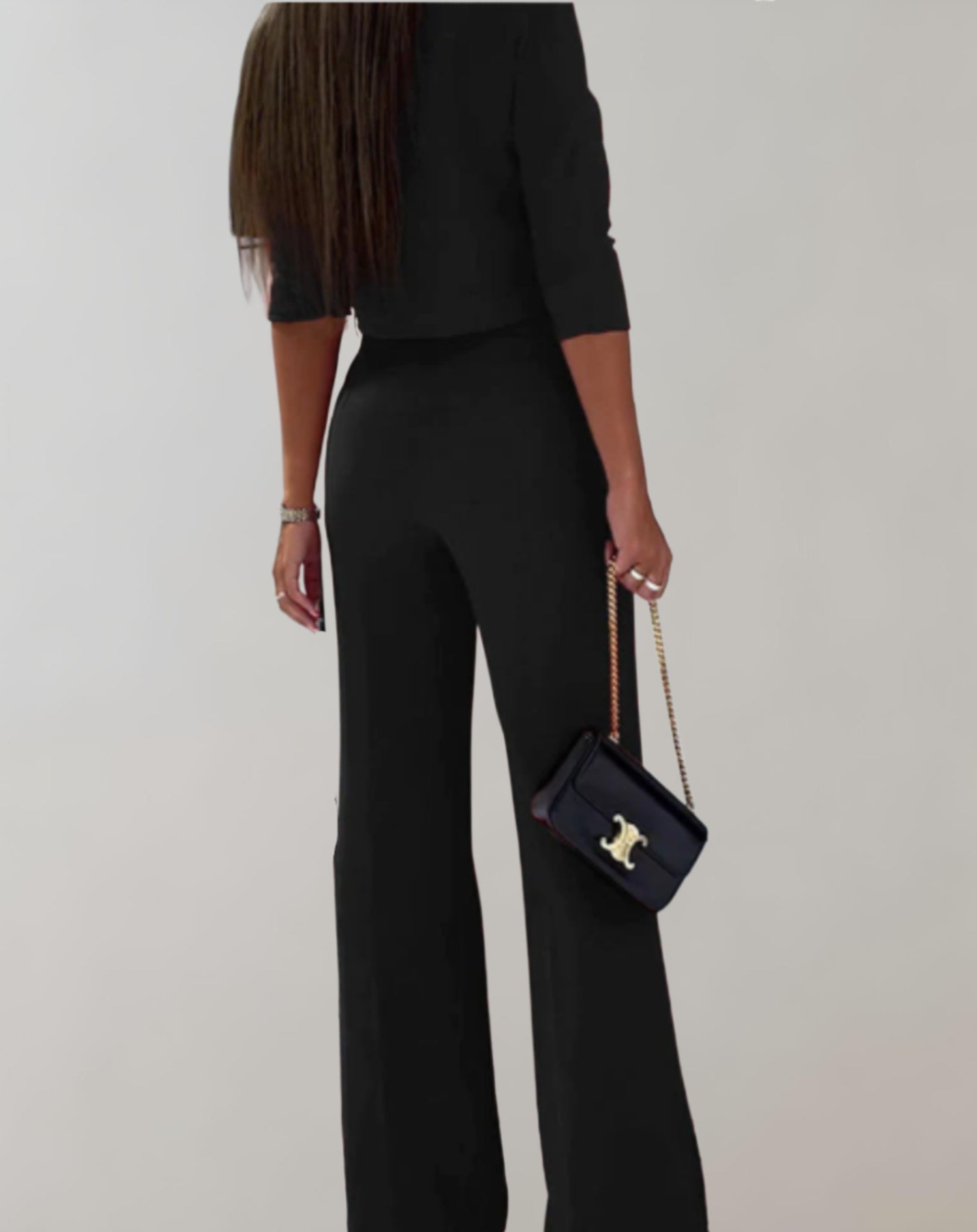 Sophia - Set șic în două piese cu top rafinat și pantaloni evazați care avantajează silueta