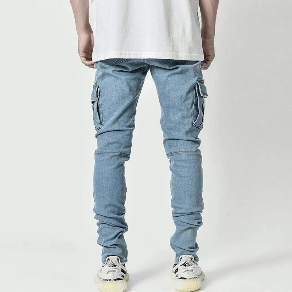 Claus - Pantaloni cargo in denim alla moda con tasche multiple