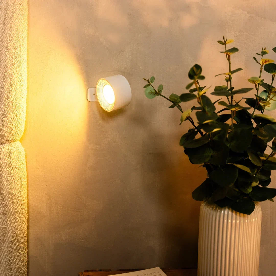 Glowaxis - Lámpara de pared magnética con cabezal giratorio de 360°