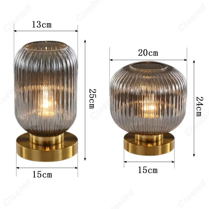 LumaGlobe - Lampada da tavolo a globo in vetro soffiato con portalampada E27 per lampadina LED