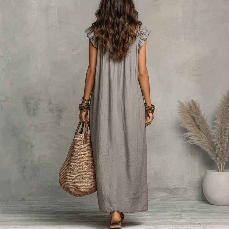 Women’s Ruffle V Neck Sleeveless Sundress