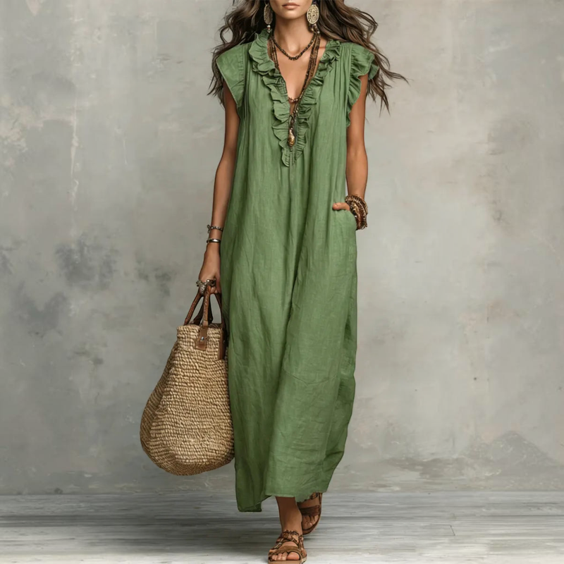 Women’s Ruffle V Neck Sleeveless Sundress