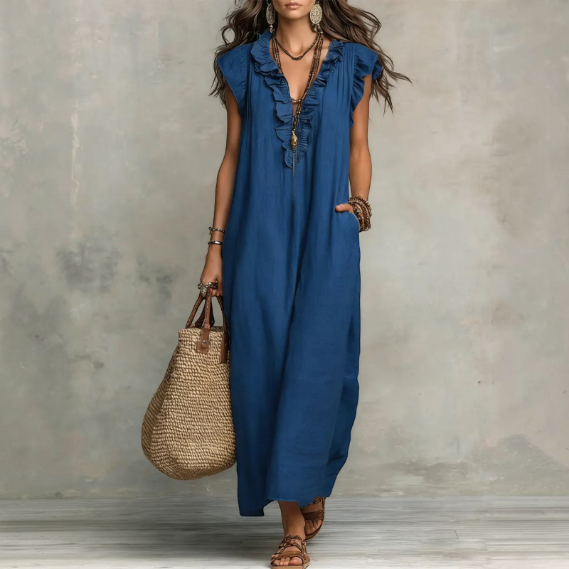 Women’s Ruffle V Neck Sleeveless Sundress