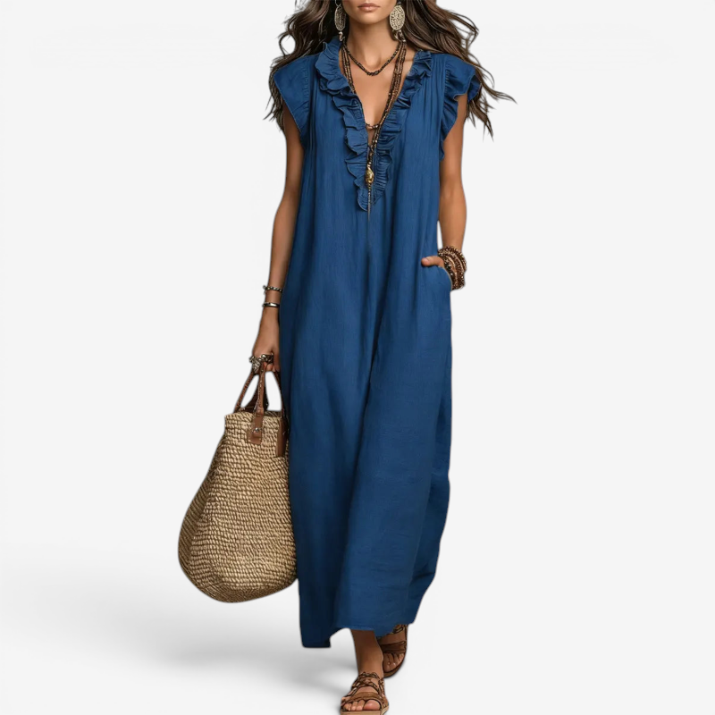 Women’s Ruffle V Neck Sleeveless Sundress