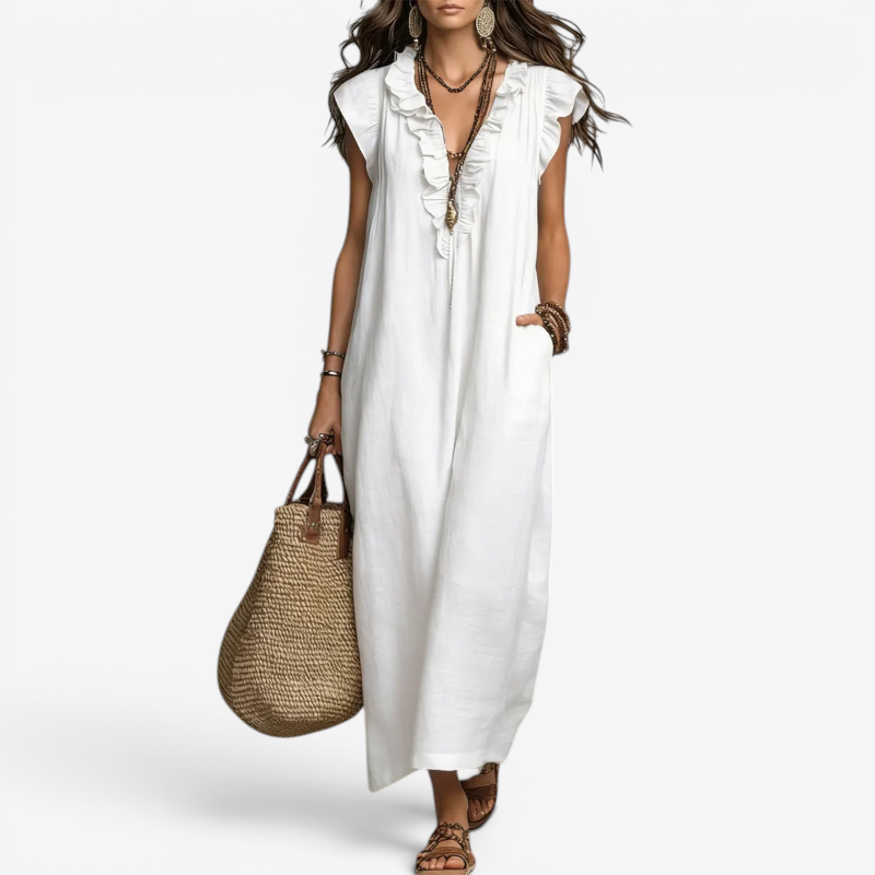 Women’s Ruffle V Neck Sleeveless Sundress