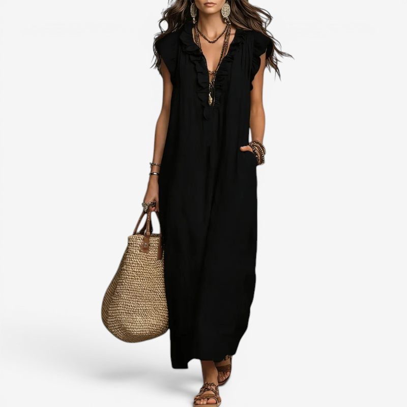 Women’s Ruffle V Neck Sleeveless Sundress