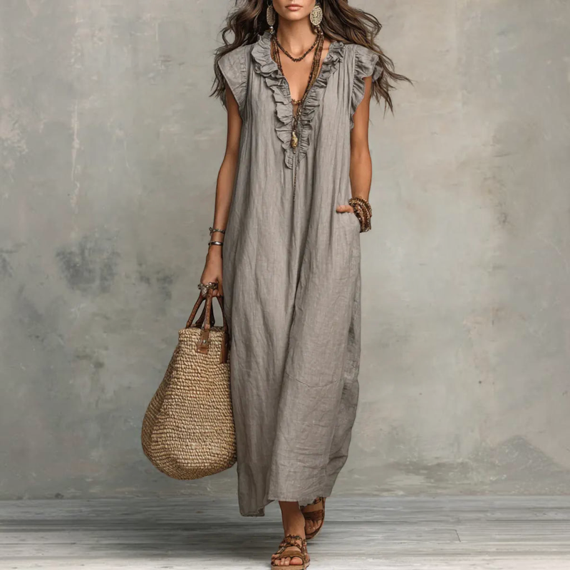 Women’s Ruffle V Neck Sleeveless Sundress