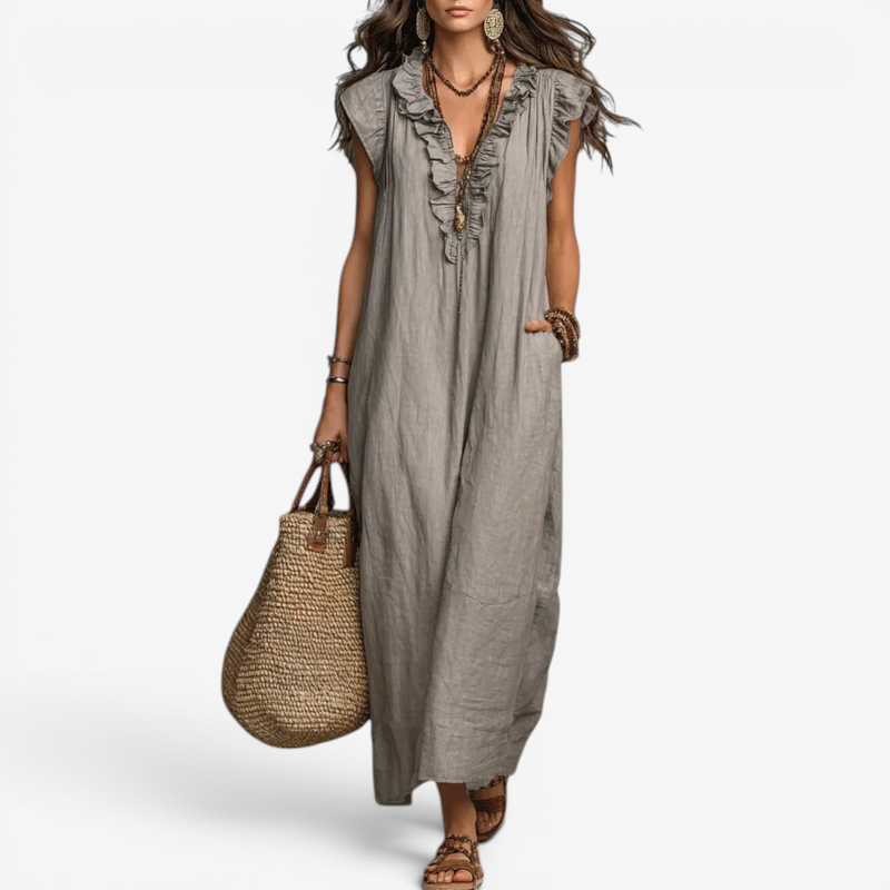 Women’s Ruffle V Neck Sleeveless Sundress