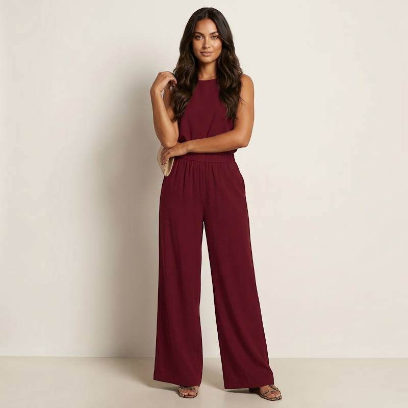 Pantalon palazzo large taille haute pour femmes