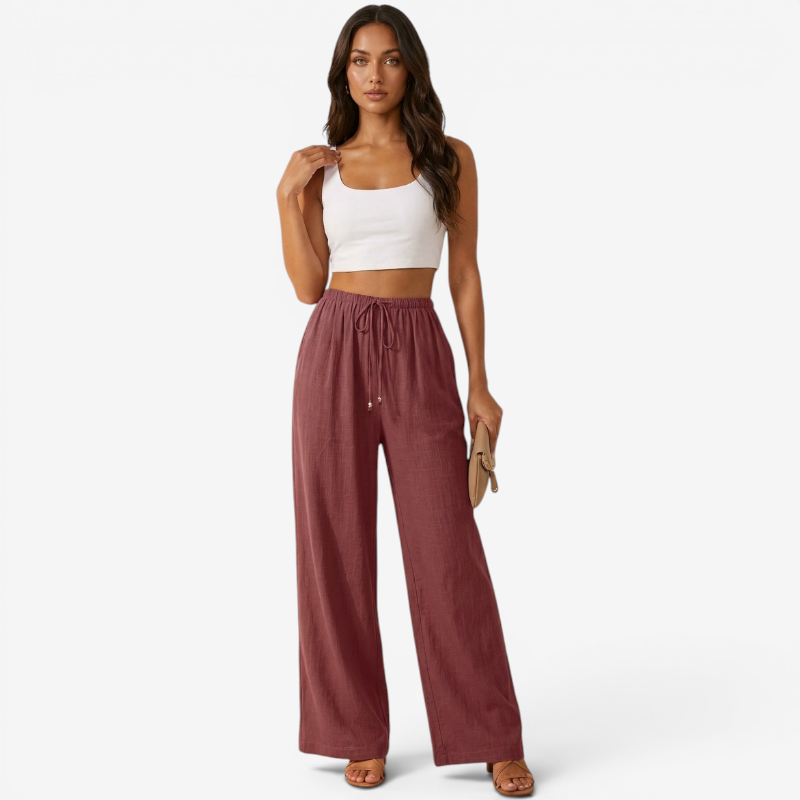 Pantalon palazzo large taille haute pour femmes