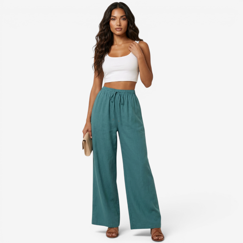 Pantalon palazzo large taille haute pour femmes