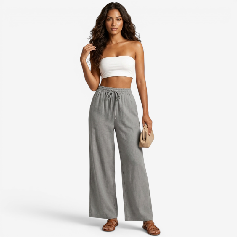 Pantalon palazzo large taille haute pour femmes
