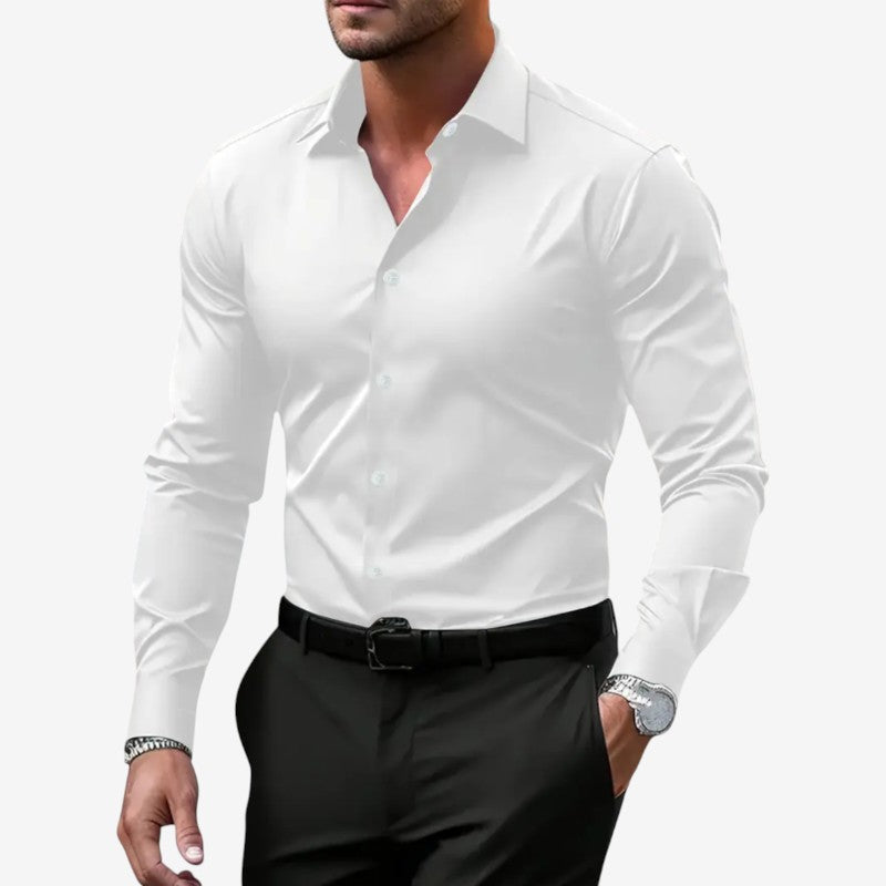 Chemise ajustée pour homme à manches longues avec boutons