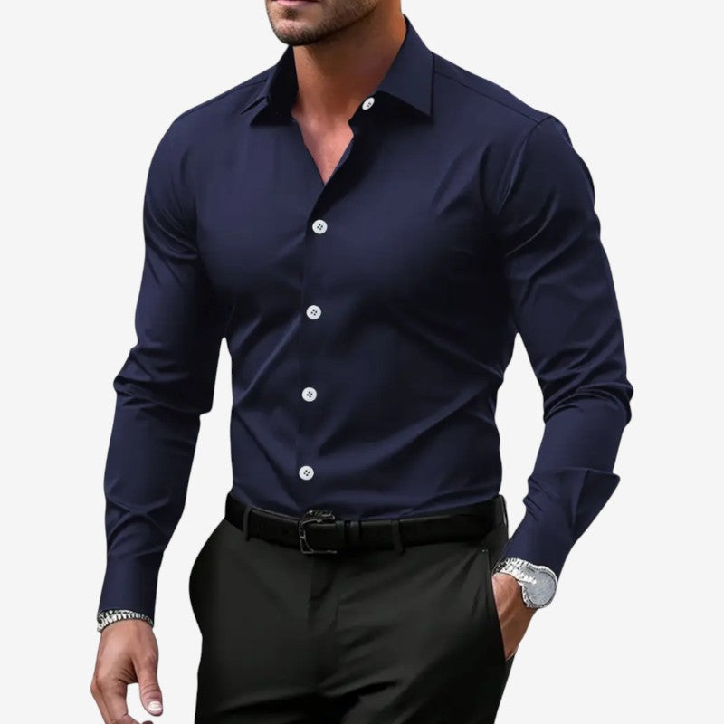 Chemise ajustée pour homme à manches longues avec boutons