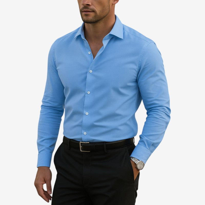 Chemise ajustée pour homme à manches longues avec boutons
