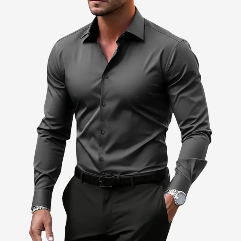 Chemise ajustée pour homme à manches longues avec boutons