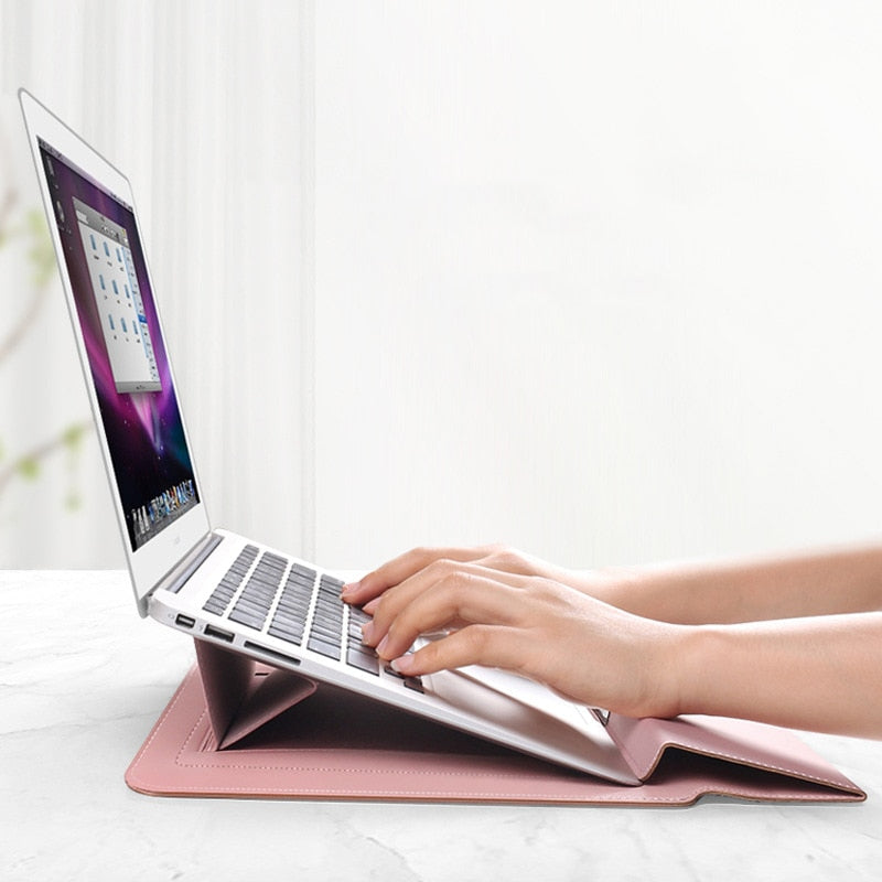 FlexiGuard - Husă multifuncțională pentru laptop cu suport încorporat și sprijin pentru încheietură