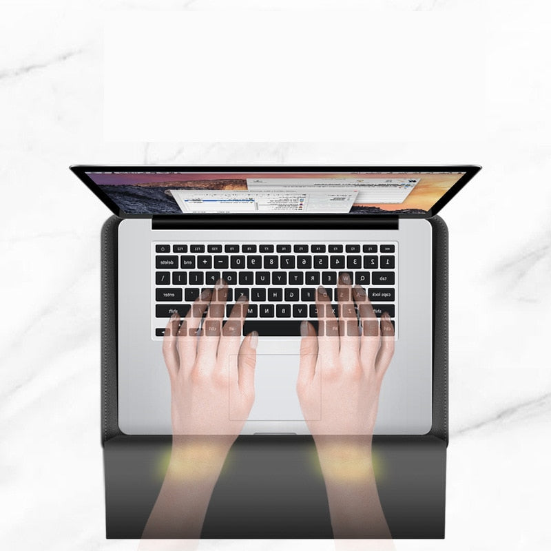 FlexiGuard - Husă multifuncțională pentru laptop cu suport încorporat și sprijin pentru încheietură