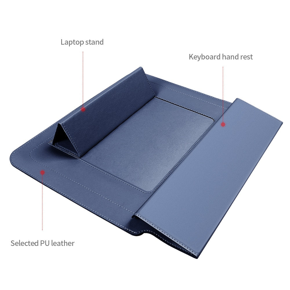 FlexiGuard - Husă multifuncțională pentru laptop cu suport încorporat și sprijin pentru încheietură
