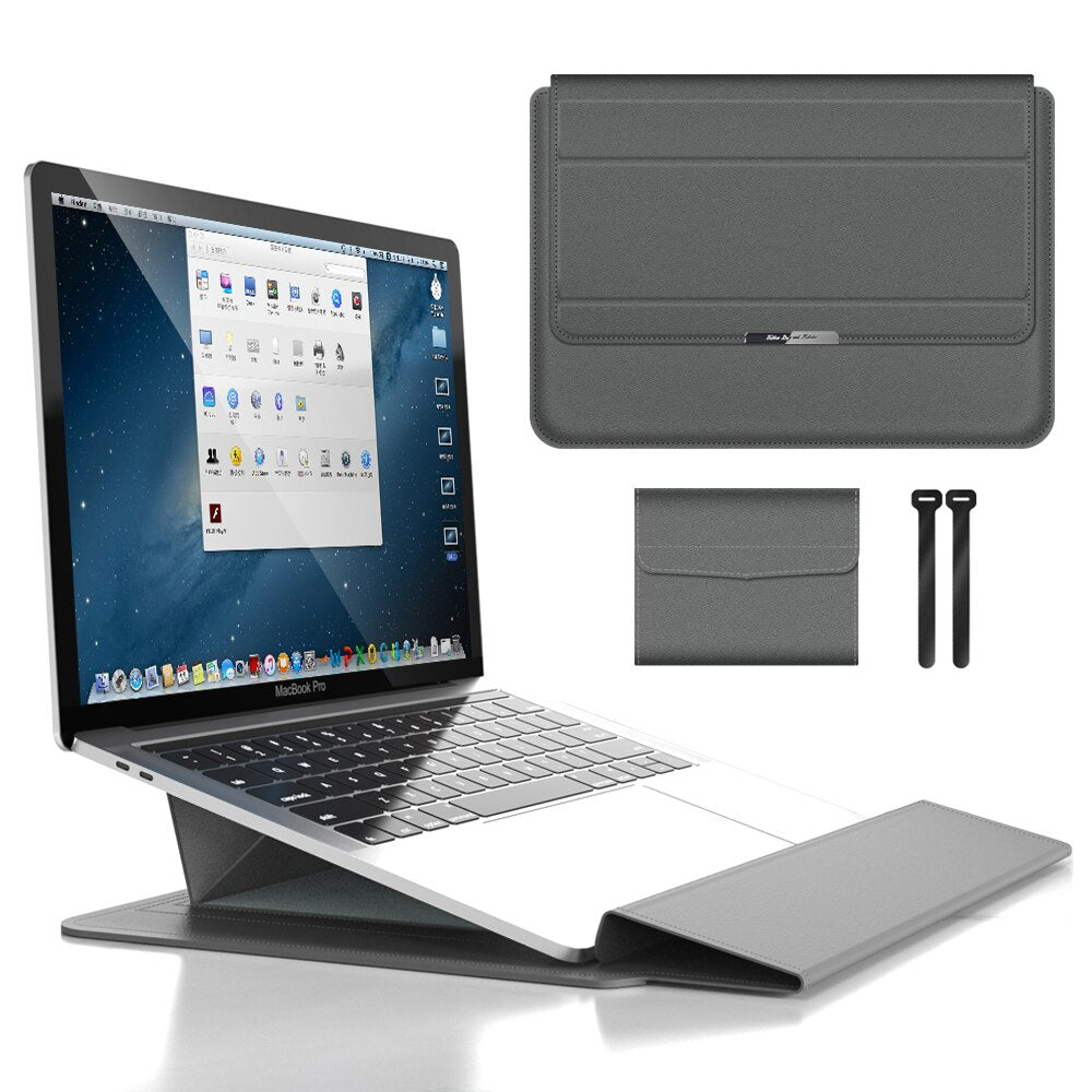 FlexiGuard - Husă multifuncțională pentru laptop cu suport încorporat și sprijin pentru încheietură