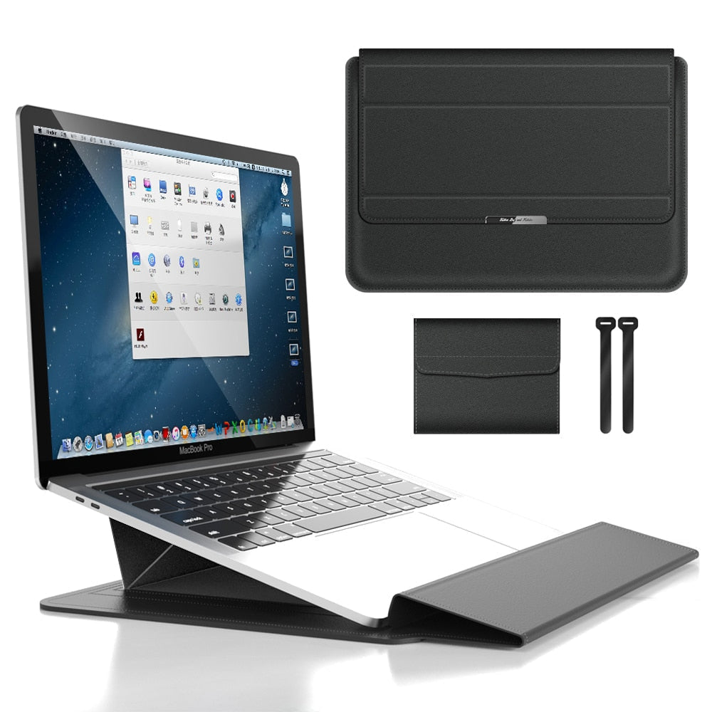 FlexiGuard - Husă multifuncțională pentru laptop cu suport încorporat și sprijin pentru încheietură
