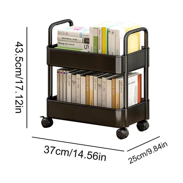 StorEase - 2-tier mobile bookshelf cart for efficient storage