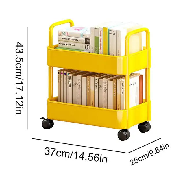 StorEase - 2-tier mobile bookshelf cart for efficient storage