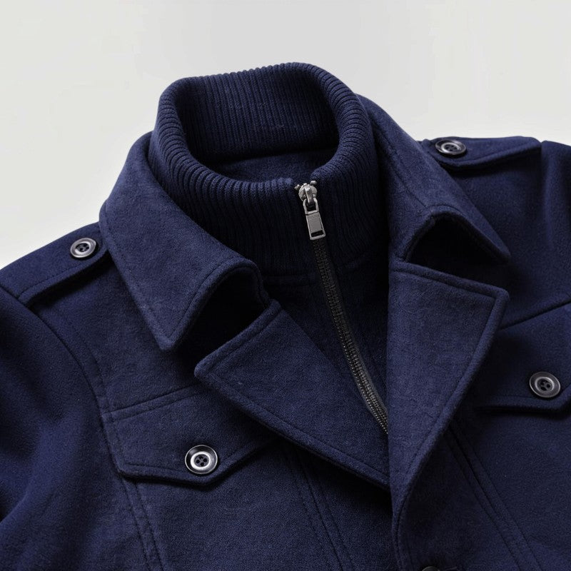 DualWarm - Men's Long Winter Coat With Double-Layer Design