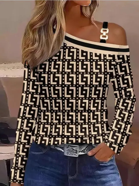 Sophia – Top elegant cu un umăr, mâneci lungi și croială confortabilă