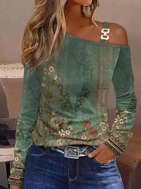 Sophia – Top elegant cu un umăr, mâneci lungi și croială confortabilă