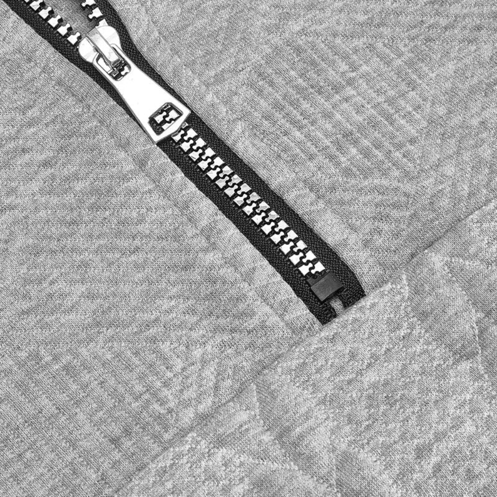 JacZip – Camisola de malha jacquard com gola subida e fecho de correr