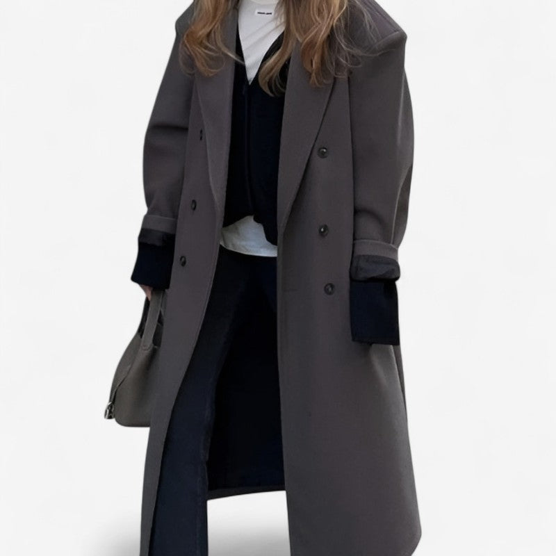Milani - Palton lung cu mânecă lungă și închidere cu nasturi