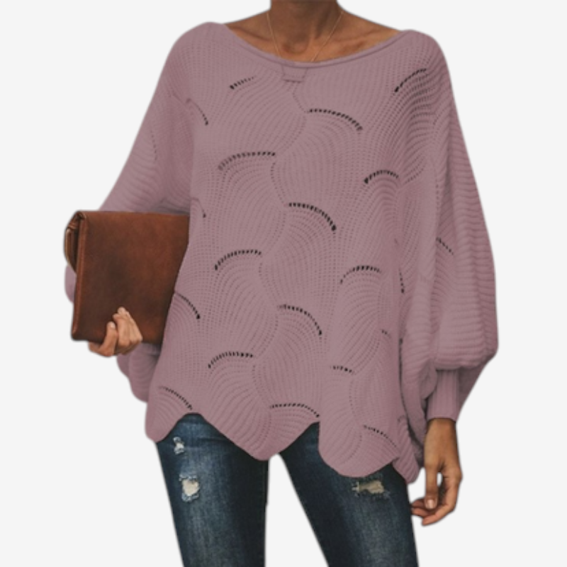 Suéter de punto holgado para mujer con diseño calado