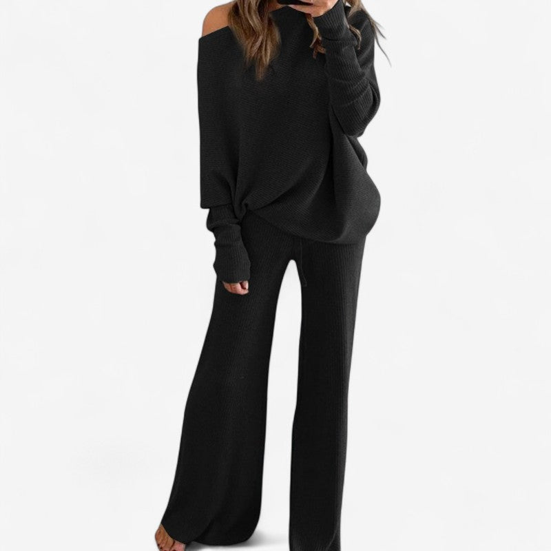 Alexis - Set două piese cu top fără umeri și pantaloni largi