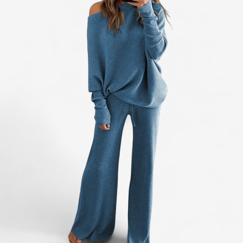 Alexis - Set două piese cu top fără umeri și pantaloni largi