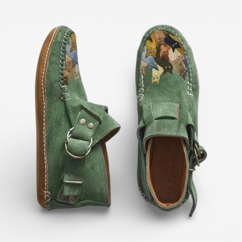 Everly – Non-Slip Printed Ankle Boots with Buckle