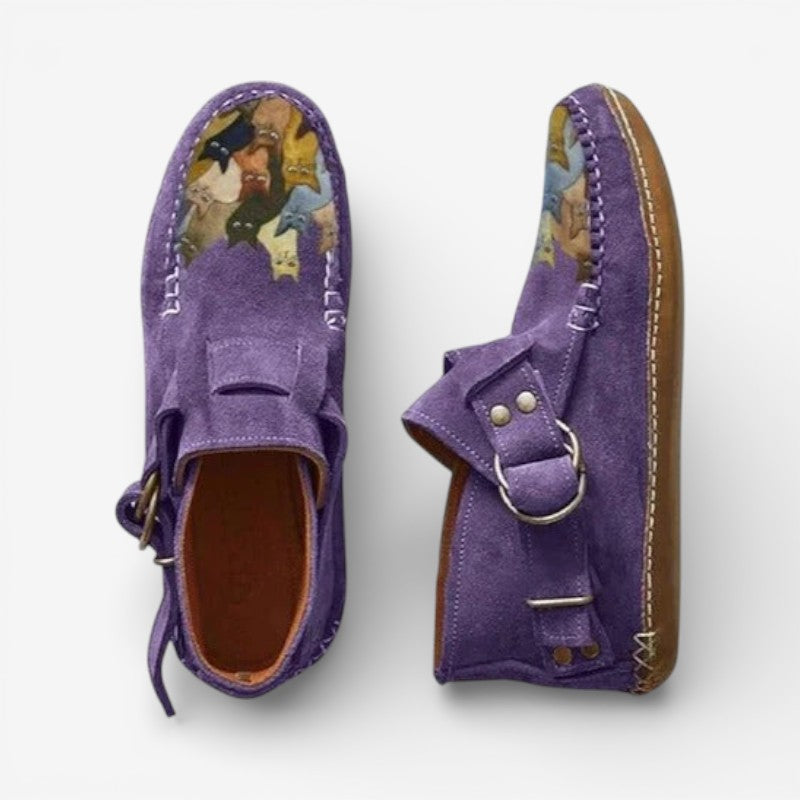 Everly – Non-Slip Printed Ankle Boots with Buckle