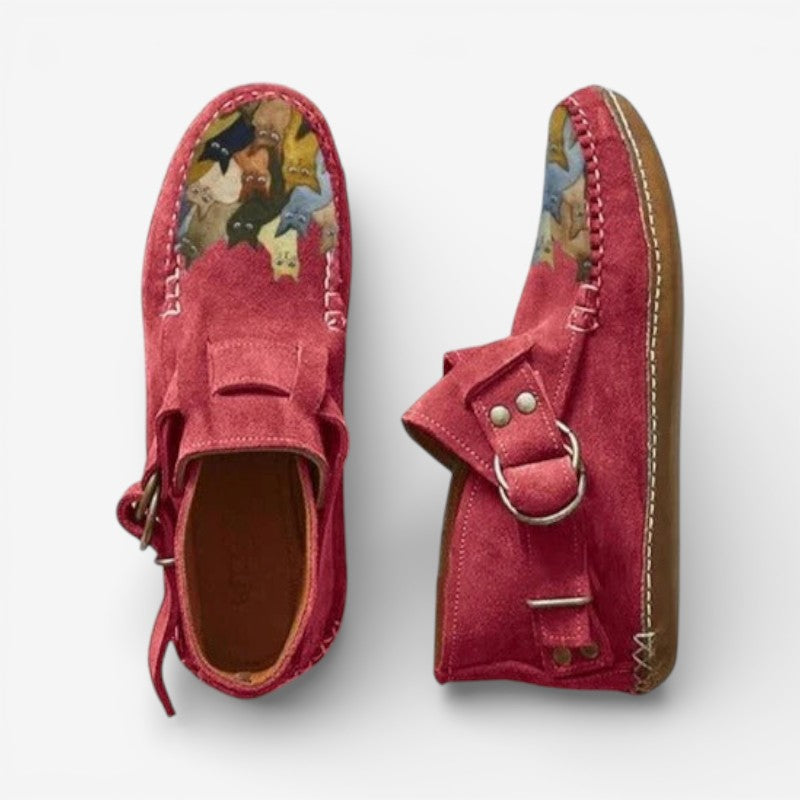 Everly – Non-Slip Printed Ankle Boots with Buckle