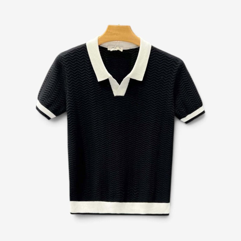 Strikely - Polo da uomo a maniche corte con motivo chevron
