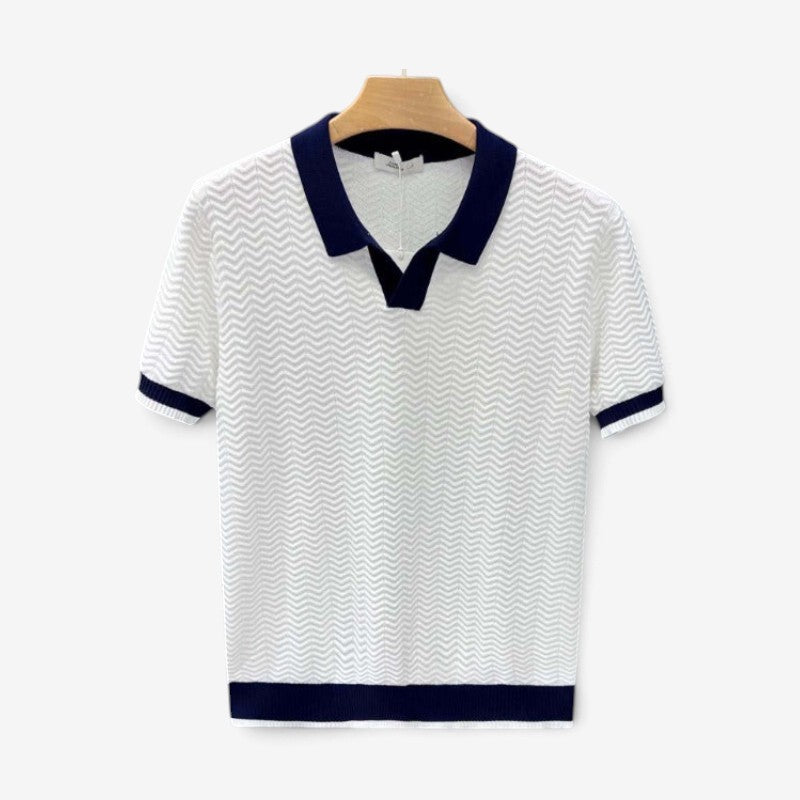 Strikely - Polo da uomo a maniche corte con motivo chevron