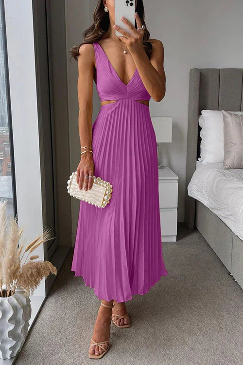 Elegant Maxi Dress with Pleats for Women
