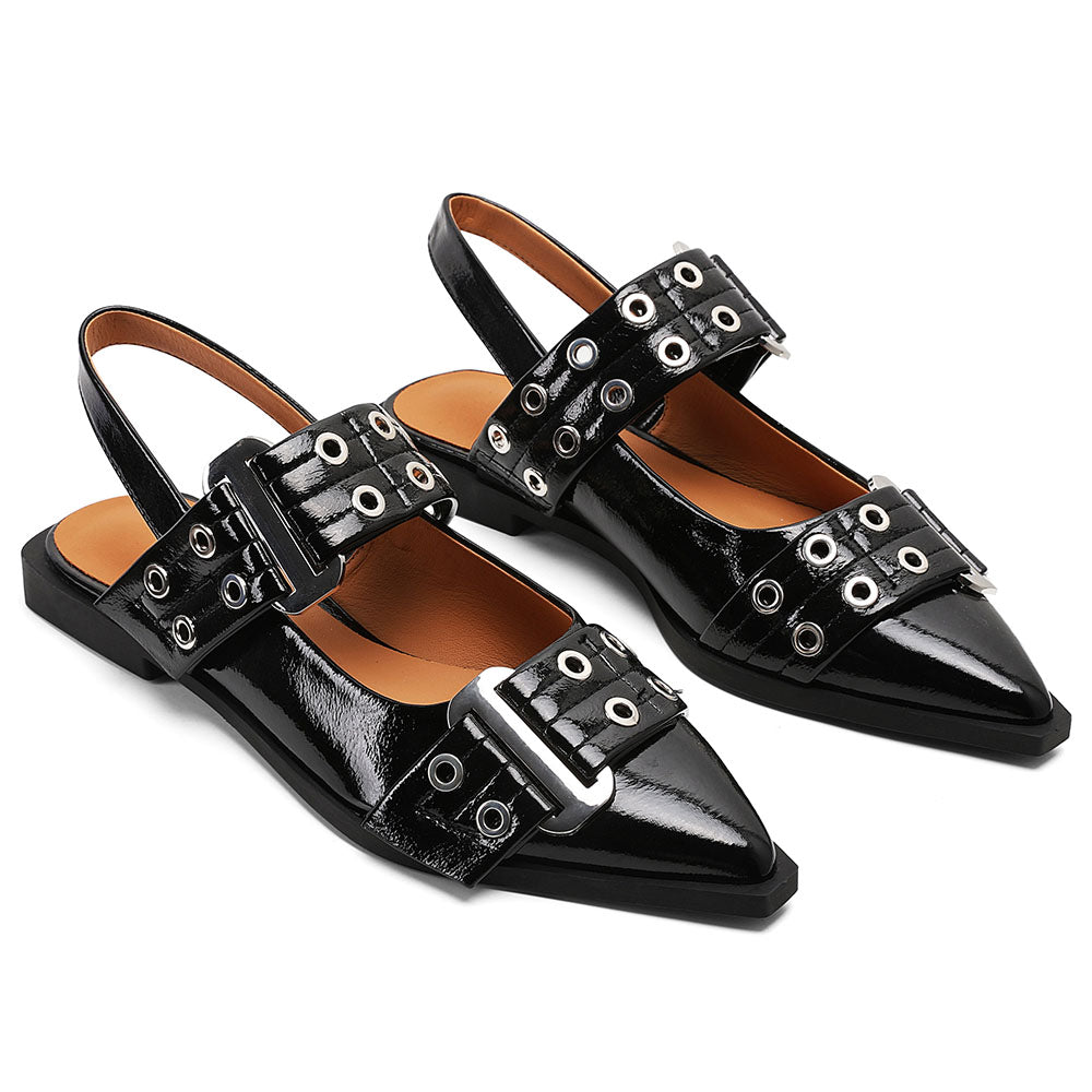 Lana – Sandales slingback pointues avec bride réglable et boucle remarquable
