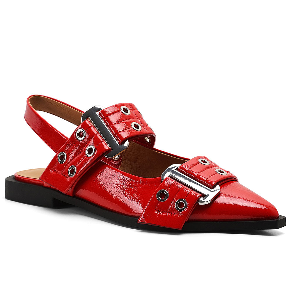 Lana – Sandales slingback pointues avec bride réglable et boucle remarquable