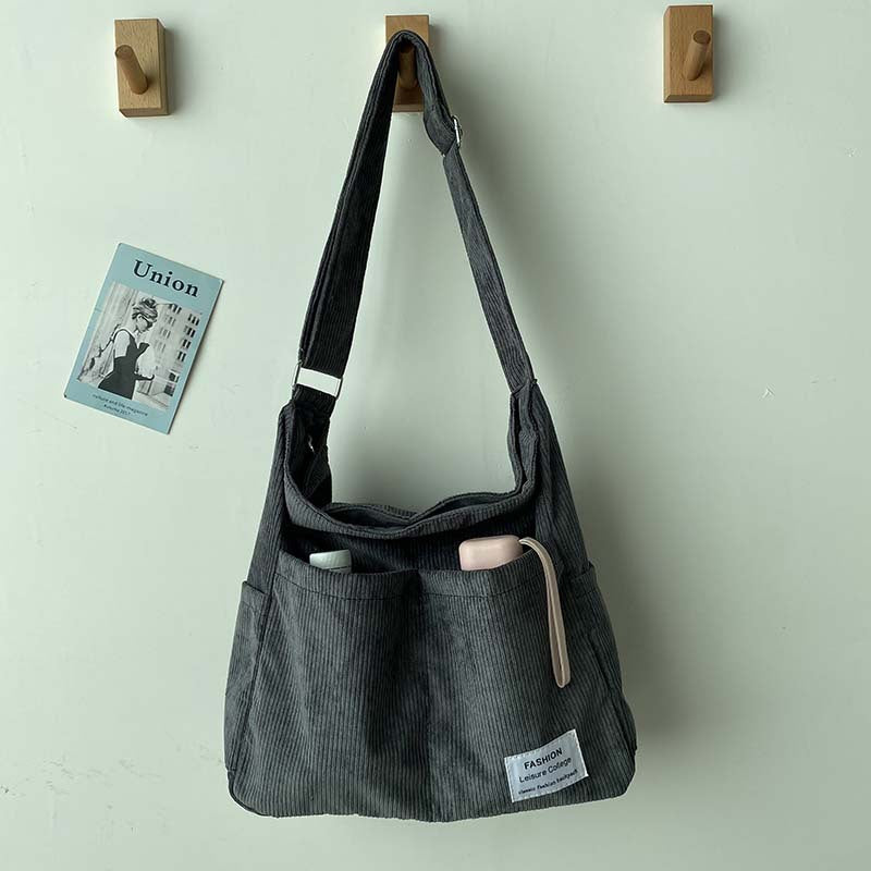 Emma - Stylish corduroy shoulder bag with adjustable straps