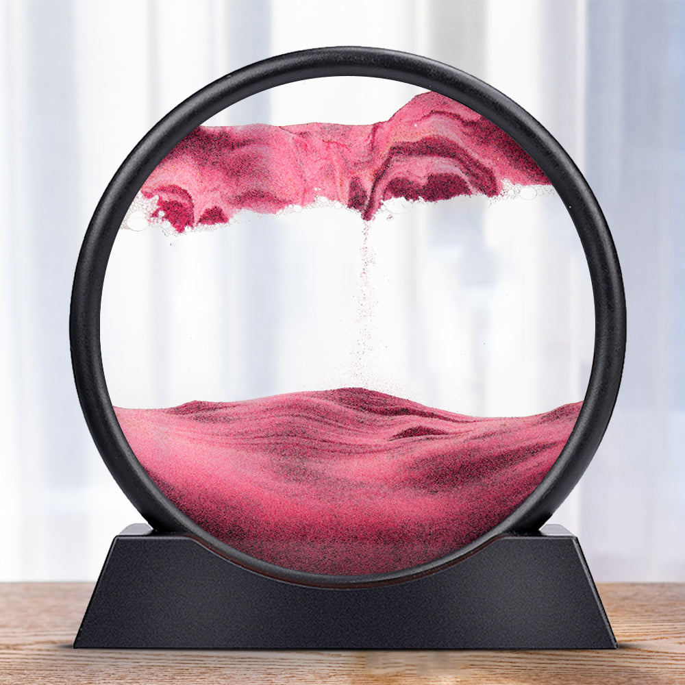 SandVortex - Quadro artistico di sabbia mobile 3D con cornice rotonda in vetro
