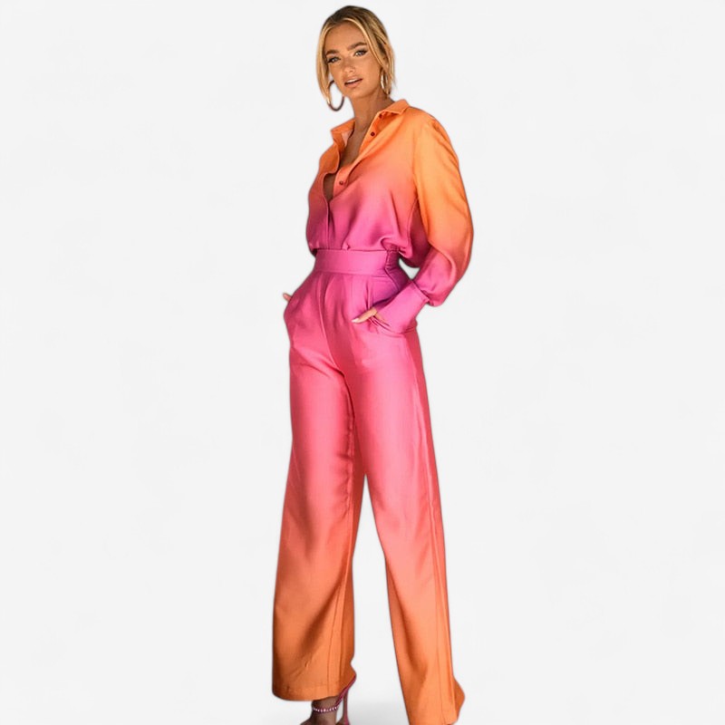 Sophia - Ensemble deux pièces avec blouse à manches longues et pantalon ample