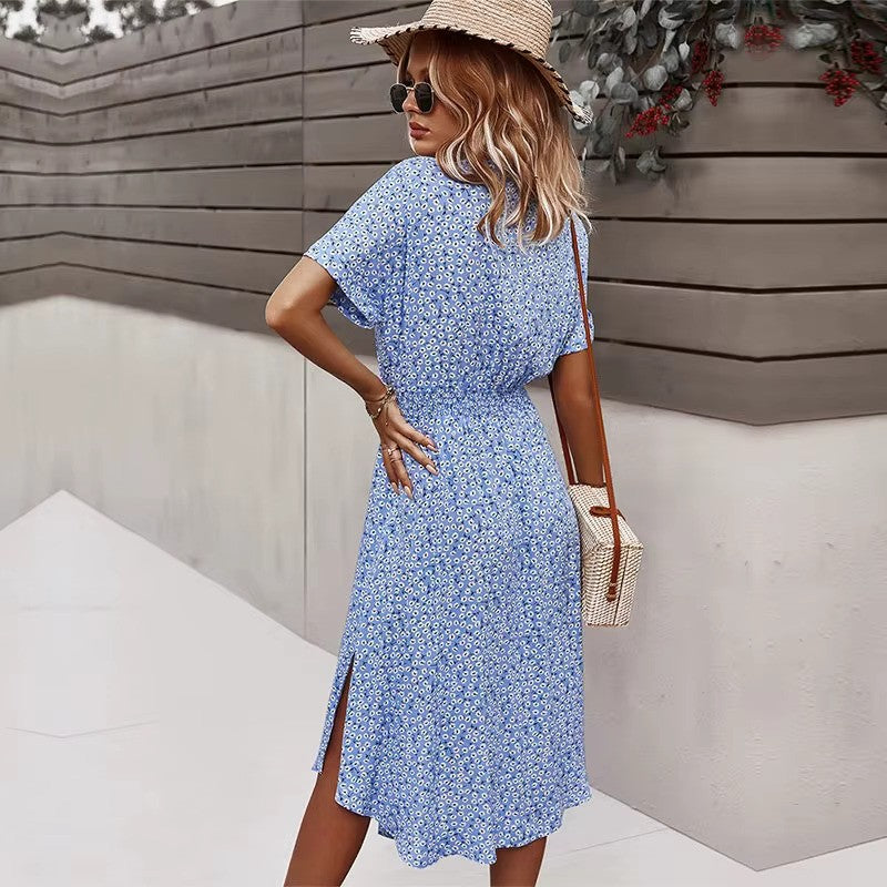 Lena - Boho maxi šaty s knoflíkovým zapínáním vpředu a výstřihem do V