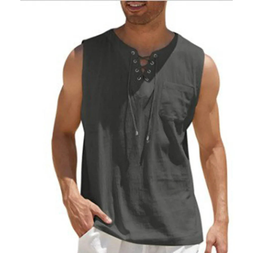 Lawrence - Chemise tendance sans manches avec poche avant