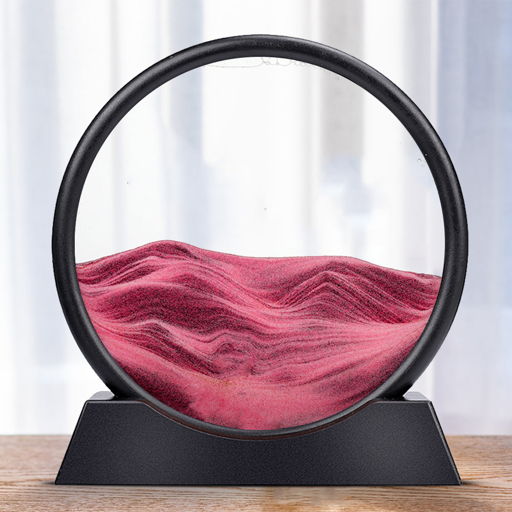 SandVortex - Quadro artistico di sabbia mobile 3D con cornice rotonda in vetro