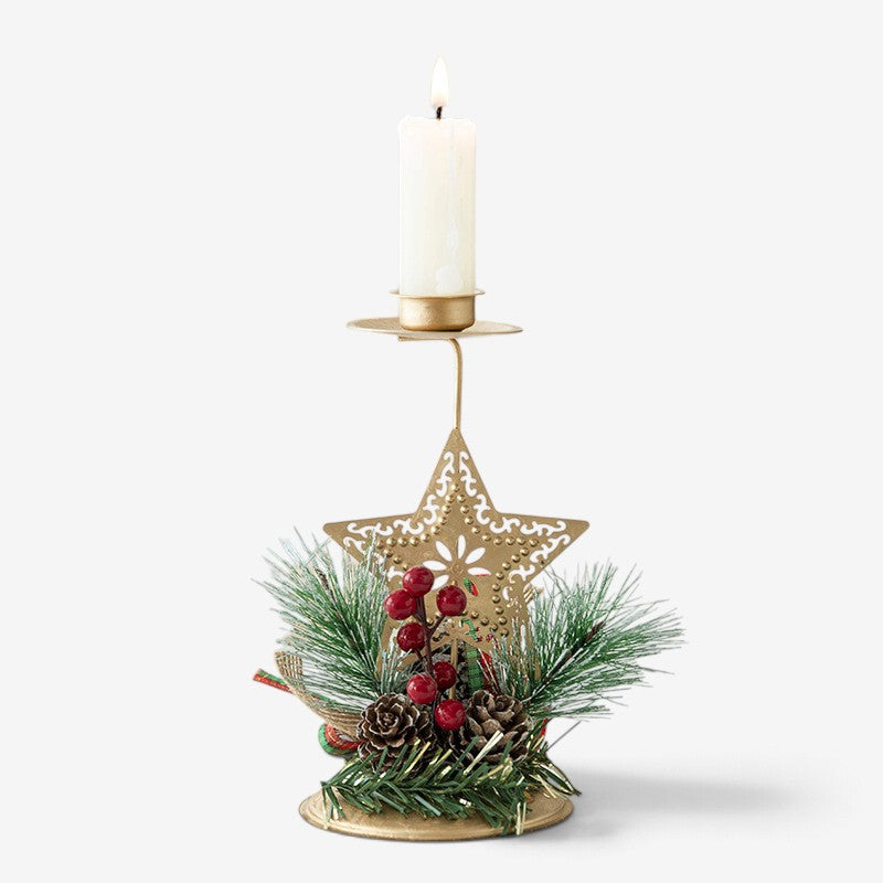HolidayGlow - Iron Candle Holder With Festive Motifs